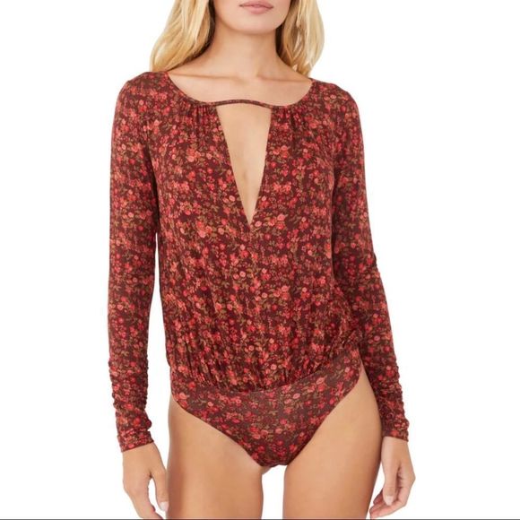 FREE PEOPLE Kaya Print Cutout Bodysuit - Picture 2 of 6